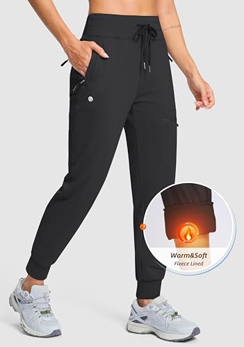 G Gradual Women's Fleece Lined Joggers Hiking Pants 4 Zipper Pockets High Waisted Water Resistant Winter Running Sweatpants2
