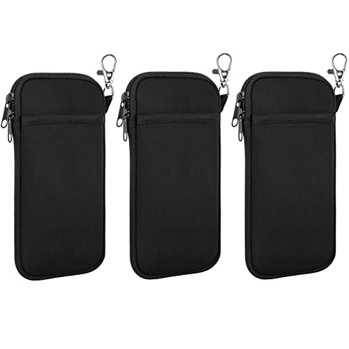 Étui à lunettes double Hifot en néoprène souple avec mousqueton - Lot de 3 housses portables
