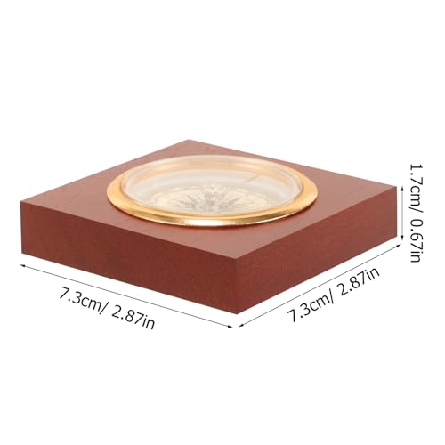 Brújula portátil vintage de madera OSALADI miniatura 2