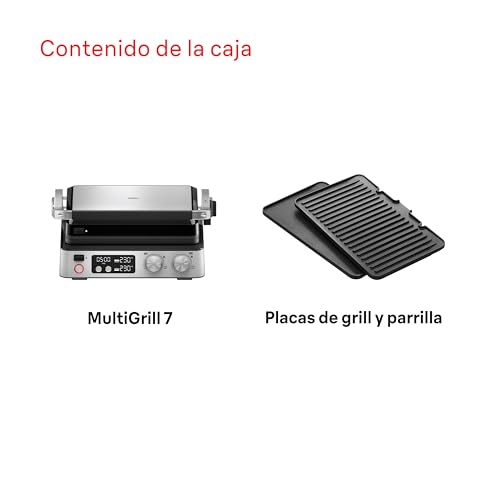 Miniatura 8 de Braun Multigrill 7 Cg 7040, Plancha Cocina Eléctrica Con Control Electrónico, 2 Termostatos Independientes, 3 Posiciones De Cocción, Placas Lavables En Lavavajillas, 2000 W, Negro Acero Inoxidable