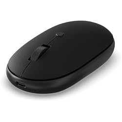 Satechi OntheGo Bluetooth Mouse with USB C Rechargeable Battery, Connect up 3 Devices, Compact and Portable Wireless Mouse for Laptop, Computer, Tablet – Black