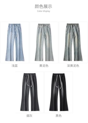 Jeans Pants Trousers Denim Retro Vintage Style Micro Flared for Young People Cool Streetwear High-end Casual Men3