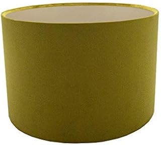 Mustard Yellow Velvet Drum Lampshade Champagne Inner