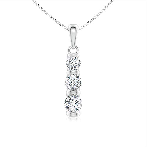 Three Stone Diamond Journey Pendant in 14K White Gold (3.6mm Diamond)