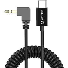 Cubilux Coiled Short USB C to 3.5mm Male Audio Cable Compatible with iPhone 17/16/15, iPad Pro 13/12.9/11, Galaxy S25/S24, Pixel 10/9/8/7 Pro, Right Angle Type C Aux Cord for Car Radio, Speaker, 1 FT