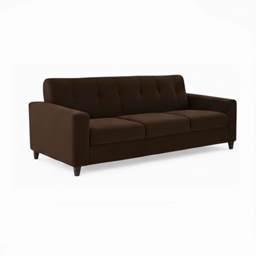 Image of Homeboy Luxe Velvet-Suede Fabric 3 + 2 Seater with Ottoman Sofa Set | Comfortable & Spacious Seating for Upto 6 Person | Modern Sofa Set for Living Room - Dark Brown