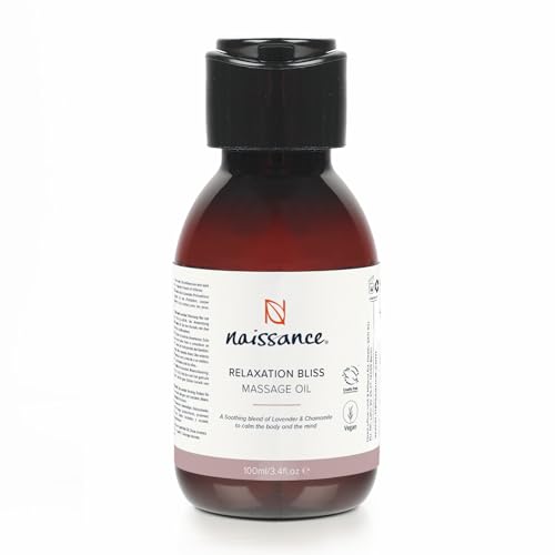 Naissance Relaxation Bliss Aceite de Masaje Relajante - 100 ml - Base de Aceite de Semilla de Uva con Terapia de Masaje de Lavanda y Manzanilla para la Relajación Muscular