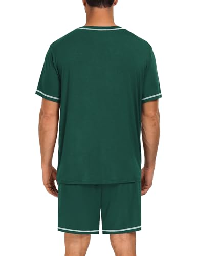 Image of SWOMOG Mens Pajamas Set Summer Sleepwear Short Sleeve Pjs Set Soft 2 Piece Lounge Set Comfy Loungewear with Pockets