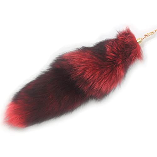 Chic and Alluring Natural Fox Tail Charms - Multicolor Fashionable Accessory Attachments(Colored Red)
