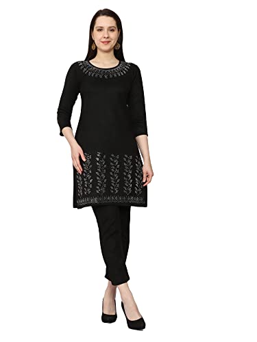 Image of FNOCKS Women's Fleece Velvet Fabric Kurta Palazzo Set with Pocket