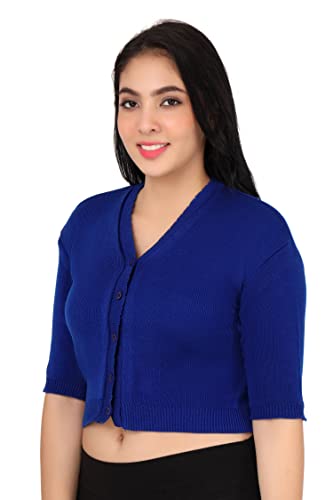 Image of Women Winter Wear V-Neck Half Sleeves Regular Fit Woollen Blouse