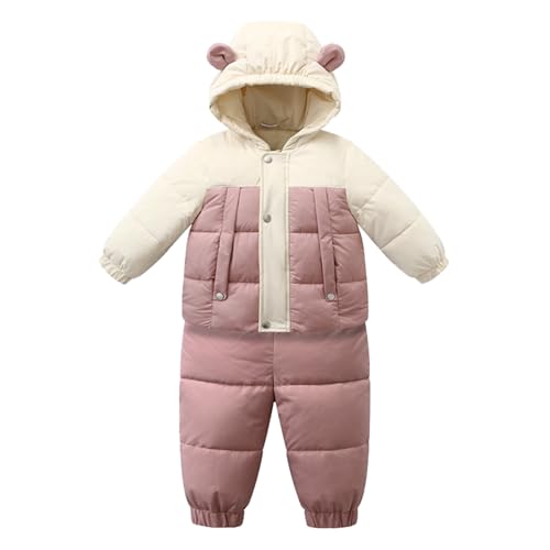 Combinaison de ski bébé unie et rembourrée avec élégant col en fourrure
