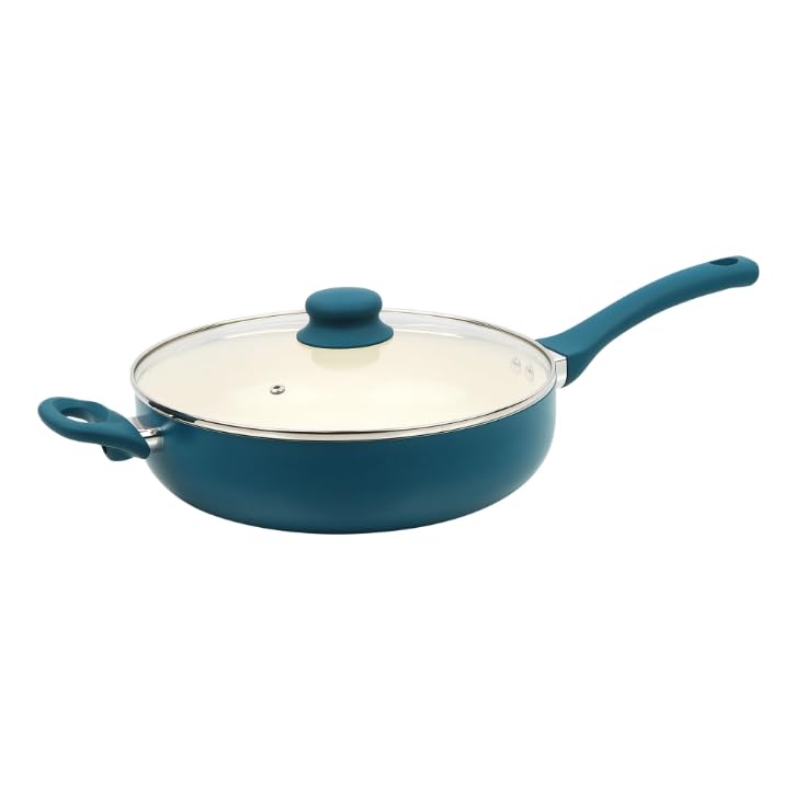 Ceramic Aluminum Nonstick Jumbo Cooker, Aluminum Body, Riveted Handle, 12 inch