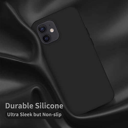 Image of DIZORO Silicone Back Case for iPhone 12 /12 Pro, Soft-Touch Phone Microfiber Silicone Back Cover for iPhone 12 /12 Pro - Black