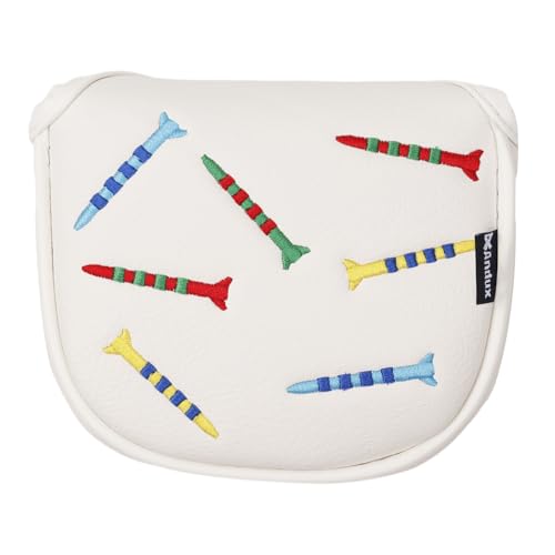 Andux PU Striped Tees Pattern Putter Cover Golf Putter Head Covers (Square, White) by Andux - Used condition - CA$24.46