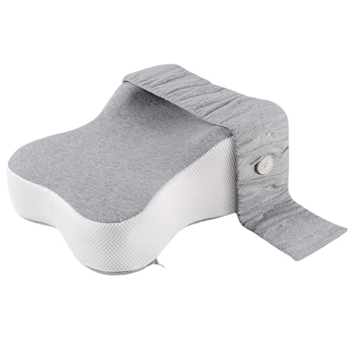 Almohada grande de espuma viscoelástica para dormir de lado, almohada ajustable para piernas con correa, cómodo cojín para dormir para rodillas y columna vertebral, ideal para dolor de espalda ciática