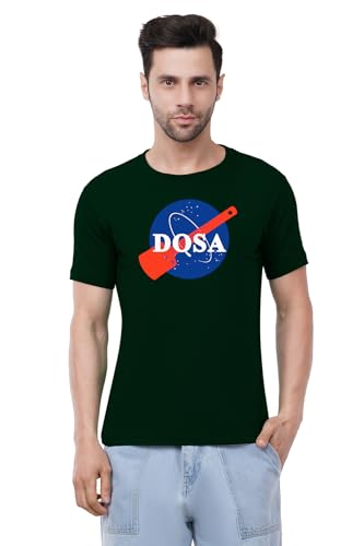 Image of Caseria Men's Cotton Printed T-Shirt -Dosa | 100% Cotton | Half Sleeves | Regular Fit | Printed | Round Neck | Graphic T Shirt