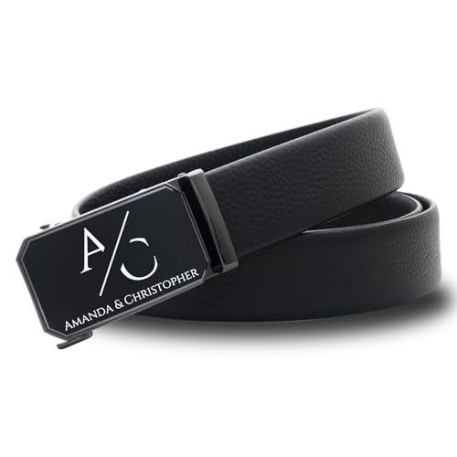 Personalized Men's Leather Ratchet Belt - Custom Engraved For Husbands, Dads & Groomsmen