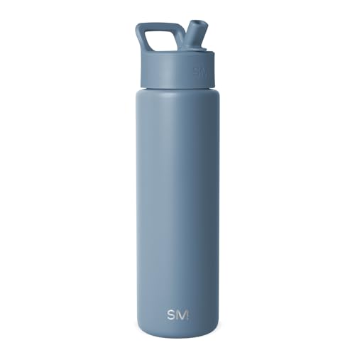 Simple Modern Water Bottle with Straw Lid | Vacuum Insulated Stainless Steel Metal Thermos | Reusable Leak Proof BPA-Free Flask for Sports Gym | Summit Collection | 30oz, Blue Dune