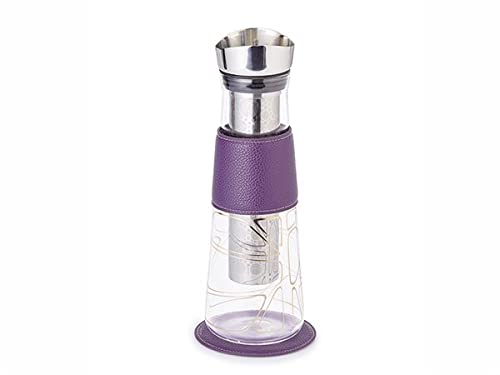 Teemando® Eve - Jarra de cristal con filtro y tapa de acero inoxidable (1,25 L, altura 30 cm, diámetro 10 cm)