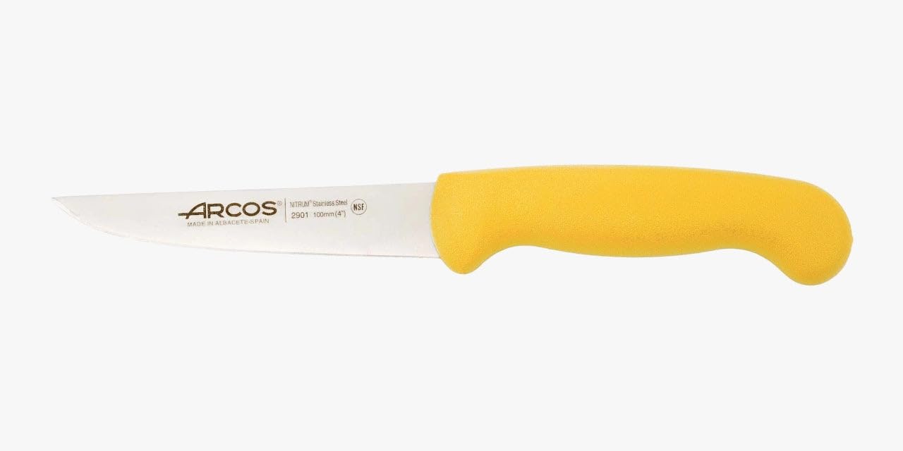 Arcos Cuchillo de Verduras Acero Inoxidable NITRUM 100 mm - Ideal para Pelar y Cortar Frutas y Verduras - Mango Polipropileno Amarillo - Serie 2900 en oferta en Amazon