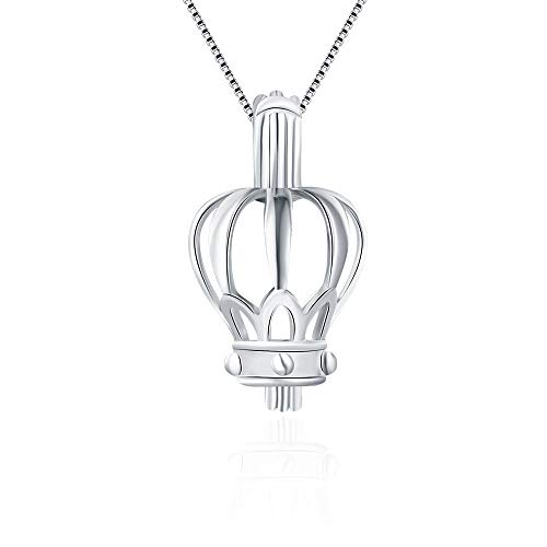 LGSY Crown Cage Pendants for Pearl Jewelry Making Sterling Silver, Design Cage Pendants for Women