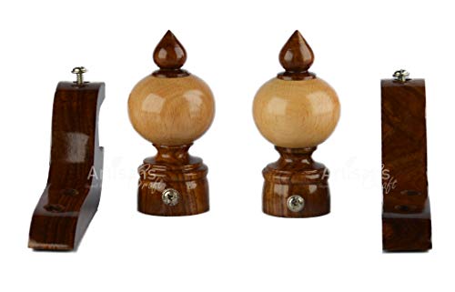 Artisans Craft – Wooden Curtain Rod Brackets & Finials For 1’’ Inch Rod, Drapery Rod Holder #TOP1