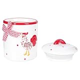 Angoily Ceramic Food Storage Jar Canister Red Flower Chicken Pattern Food Canisters with Lid Condiment Pot for Coffee Bean Cookies Loose Tea Spice Nuts Snacks Storage Jar