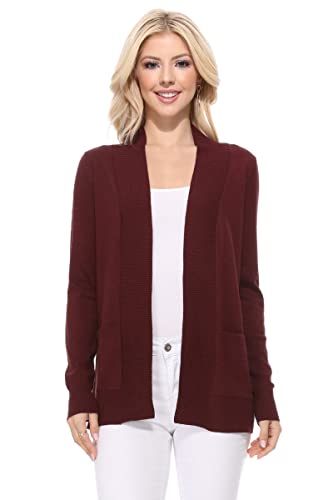 Image of YEMAK Women's Long Sleeve Open Front Knit Sweater Cardigan Shrug with Pocket (S-XL)