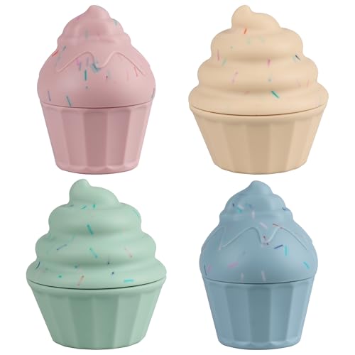 Image of Silicone Bath Toys, Cake Design Baby Bathtub Toys for Toddlers/ Infants 6-12-18 Months+, Bath Squeeze Toys for Tub Beach Pool, 4 Count