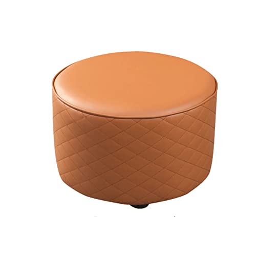 Repose-pieds ottoman cuir véritable marron salon banquette rangement - 2