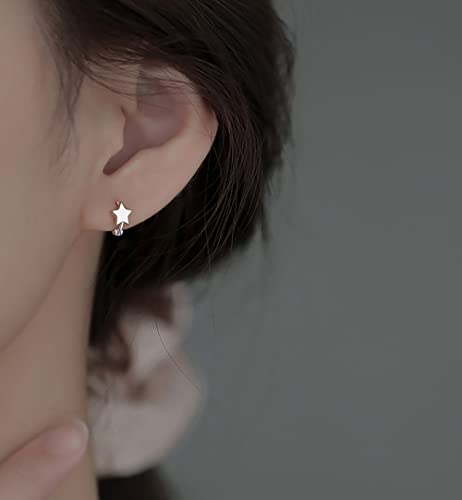 Reffeer Solid 925 Sterling Silver Star Hoop Earrings for Women Teens Star Huggie Earrings Cartilage Hoops3