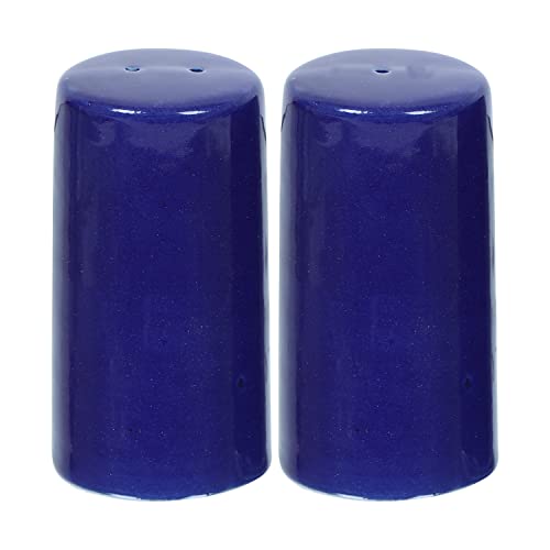 Image of QIMACPLUS Handcrafted Ceramic Salt and Pepper Shaker Set | Perfect Pour Holes for Kitchen, Dining Table, Picnic, Office, Restaurant, and Hotel | Set of 2 (Blue)