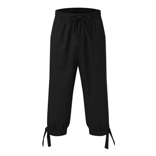 Generisch Short Hommes Sous-verre Taille Hommes Loisirs Couleur unie et Bouton de Poche à Cinq Points Fermeture Éclair Short à Lacets Sport École Courte, Noir , L