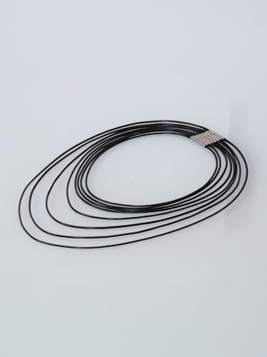 Fly Style Halskette geflochten Wax Rope Chain mit Verschluss aus Edelstahl - Herren Damen Surfer Kette - Schwarzer Choker - Kunstleder Optik, Längen:ca. 38.0 cm, Verschluß:2 mm