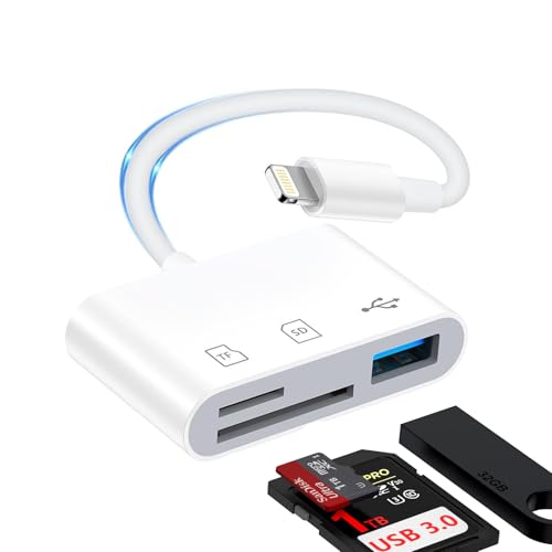 iPhone SD�J�[�h���[�_�[ 3 in 1 USB/SD/TF�ϊ��A�_�v�^ MFi�F�� Lightning �O�t�������[�J�[�h���[�_�[ USB3.0 �o���� �����f�[�^�]�� �ݒ�s�v Lightning - SD�́[�h�J�������[�_�[ �ʐ^/�r�f�I/����