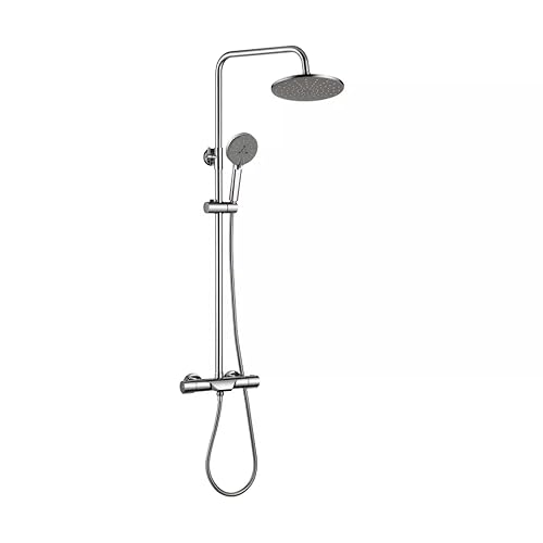 AILRINNI Mitigeur Thermostatique pour Douche, Douchette 2 Jets, Réglable en Hauteur Colonne de Douche avec Haute Pression Pommeau de Douche et 10 pouces Douche à Pluie, Mitigeur Douche Set Cover