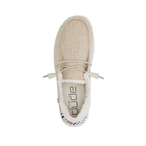 Image of HEYDUDE Women's Wendy Funk Wool Beige Size 5 | Women's Shoes | Women's Lace Up Loafers | Comfortable & Light-Weight