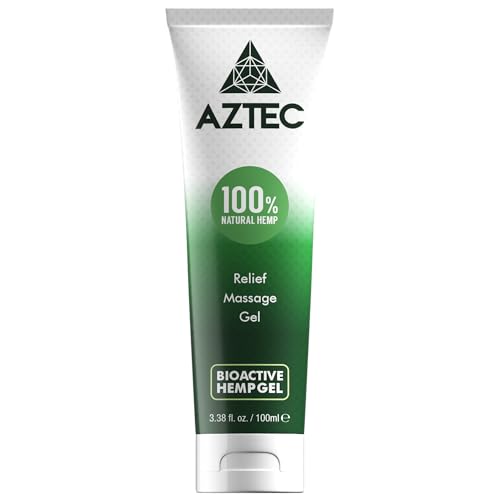 Aztec Bioactive Hemp Relief Massage Gel, 100% Natural Hemp with Menthol Crystals, 100ml (100ml)