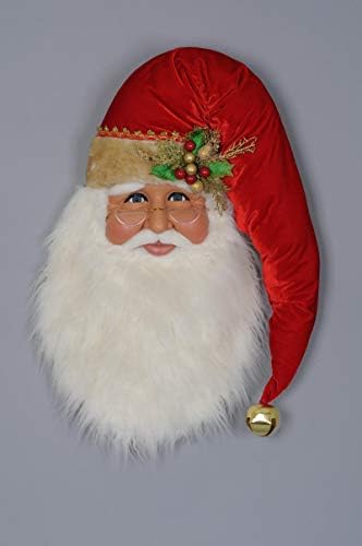 Karen Didion Originals Traditional Santa Head Figurine, 30 Inches - Handmade Christmas Holiday Home Decorations and Collectibles