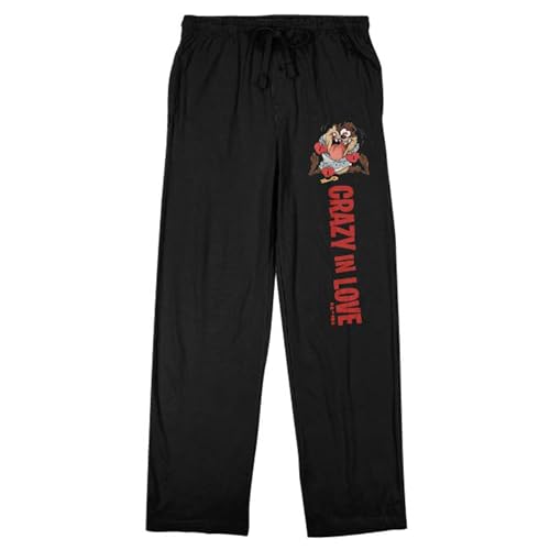 Looney Tunes Taz Crazy In Love Men's Black Sleep Pajama Pants