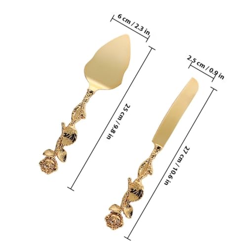 Ensemble coupe-gâteau de mariage or Operitacx en alliage de zinc durable