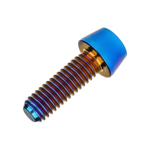 Image of Titanium Ti DIN912 M4 8 10 12 15 20mm Tapered Head Hex Bolts Bicycle Screws Pack of 6 (Burnt Blue, M4x15mm)