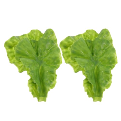 SOIMISS 4 Stück Realistische Salatblätter aus Langlebigem PVC Künstliche Gemüse deko für Küche Restaurant und Bauernhof Lebensechte Grüne ohne Pflegeaufwand Vielseitige Essens Requisiten