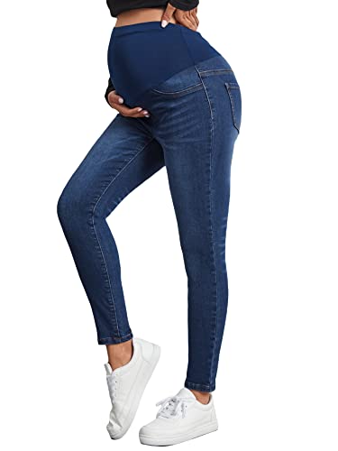 Floerns Women's Maternity Jeans High Waist Skinny Comfy Stretch Pregnancy Pants Dark Blue L #TOP29