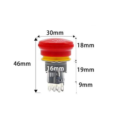 Bouton d'arrêt d'urgence 16mm interrupteur de sécurité pause 1NO1NC