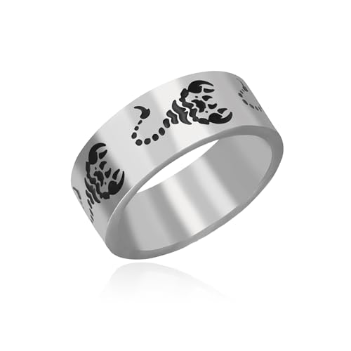 SIPURIS Anillo de escorpión para hombre, joyería de constelación de escorpio, hip hop, punk, recuerdo de insectos para mujer, Acero inoxidable, Sin piedras preciosas