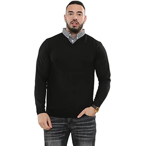 NOROZE Men's Jumper Mock Collar Knitted Long Sleeve Sweater Knit Pullover Sweatshirt (XL, Black) Cover