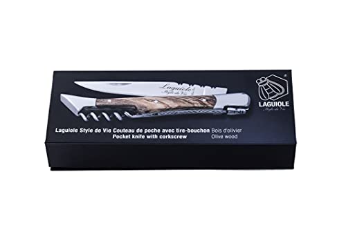 Laguiole Style de Vie Taschenmesser mit Korkenzieher und Olivenholzgriff