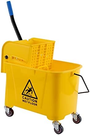 Xuanyue Mop Bucket with Wringer on Wheels, Down Press Wringer and 360° Universal Wheel, 20L Mop Bucket, Polypropylene for Hotel Household Industrial Cleaning